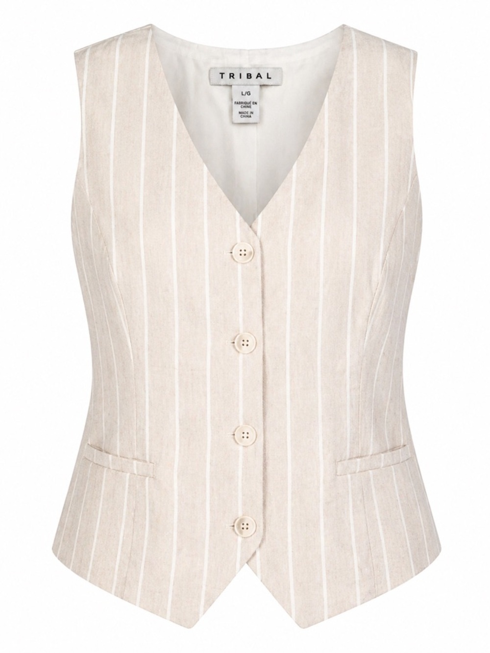 NWT Tribal Linen Blend Button Front Vest Safari Large